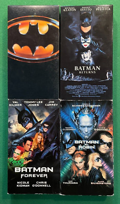 BATMAN Collection 4 Movie VHS LOT Returns Forever Robin Tim Burton Jim Carrey