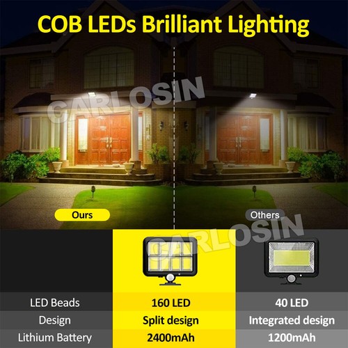 Solar Led 160COB Motion Sensor Security Flood Light Wall Lamp Garage Garden Yard - Picture 10 of 13
