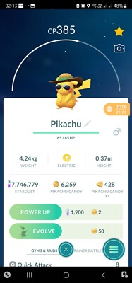 Pikachu ( Summer Style ) ( Caught In 2018 ) Pokemon Tr@de Go