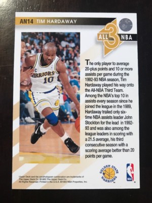 1993-94 Upper Deck All-NBA #AN14 Tim Hardaway On Card Auto