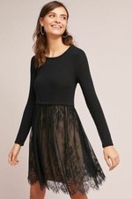 NEW ANTHROPOLOGIE $168 BAILEY 44 BLACK LAYERED LACEWORK DRESS SZ XS EXTRA SMALL