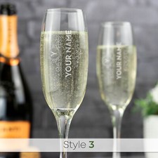 Personalised Engraved Champagne Flute Glass Birthday Gift Christmas Prosecco