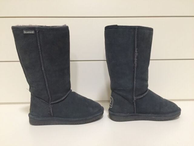 Women&amp;#039;s BEARPAW EMMA TALL Grey Leather Fur/Wool Shearling Winter Boots Size 5 US ZV11930