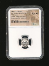 Greece Thrace Apollonia Pontica AR Drachm 5th-4th Century Gorgon NGC Choice XF z