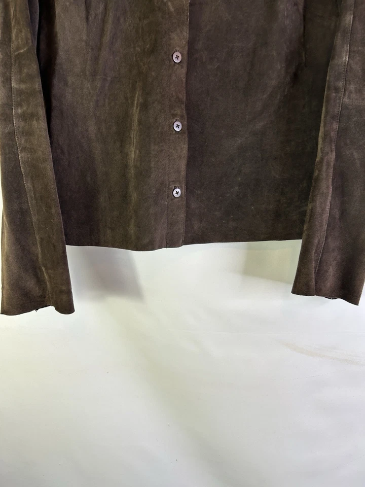 Camisa Western Vintage Años 90 Express Para Mujer 8 Gamuza Cuero Botón Cuello Frontal Foto 2 de 4