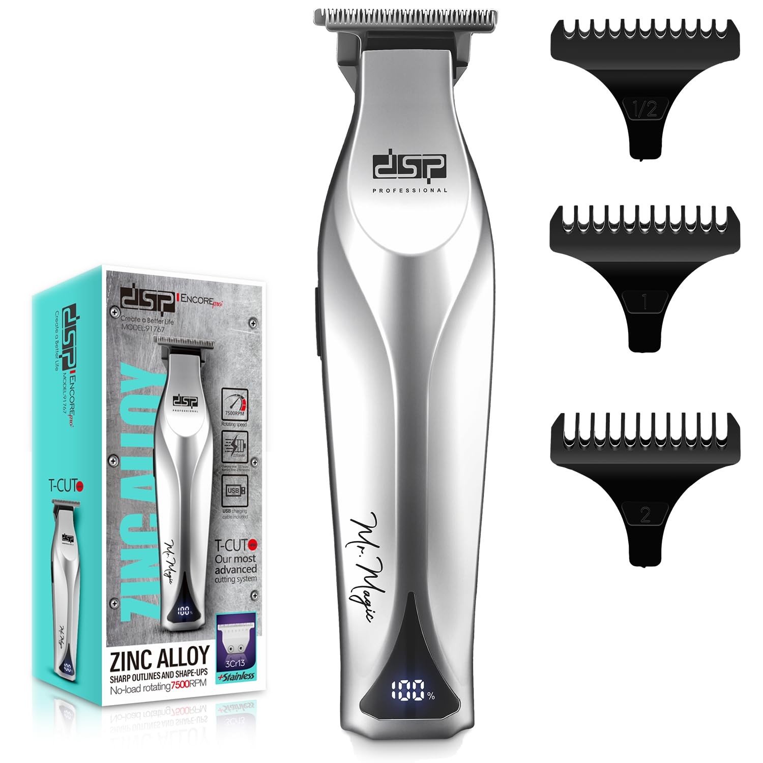 For Barbers, T Blade Beard Trimmer For Men, Cordless Zi...