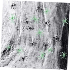 300 sqft Spider Webs Halloween Decorations, Super Stretchy Web Cobwebs with 10 