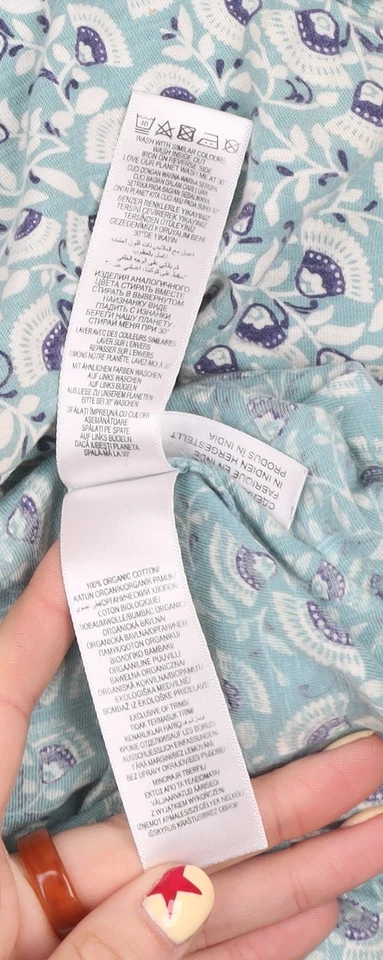 Rocha John Rocha Women's Blue Floral Crochet Neck T-Shirt Size 16 - Image 4 of 4