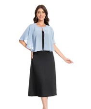 Capelets for women Chiffon Cape Soft Shawls and Wraps Wedding Capes Sky Blue