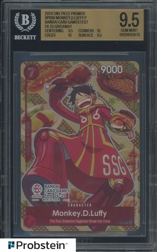 2024 One Piece Promos #P080 Monkey D. Luffy BCGF 24-25 Giveaway BGS 9.5 GEM MINT