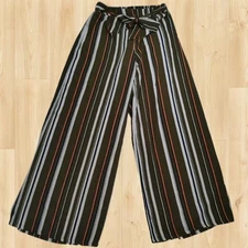 Papermoon Pantalon à Sac en Papier Rayures Vertes Femme Taille Moyenne 