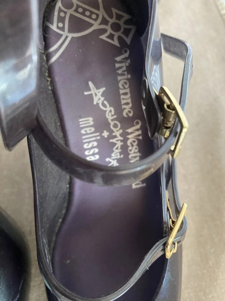 Vivienne Westwood Melissa Triple Correa Mujer Diseñador Color Uva Zapatos Talla 6 Foto 3 de 4