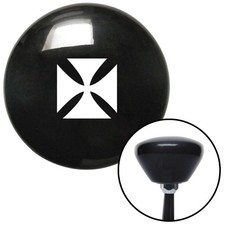 White Cross Maltese Black Retro Shift Knob w/ M16x1.5 Insert Shifter Auto Brody