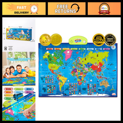 Interactive Talking World Map for Kids 5-12 - Learn Countries, Flags & Facts