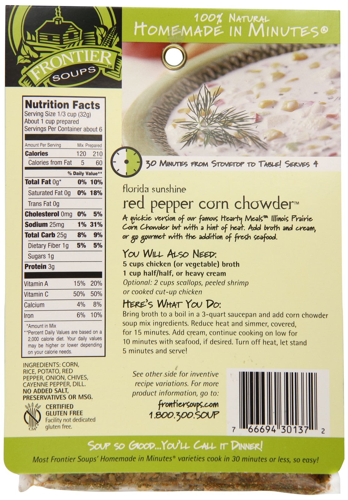 Homemade In Minutes Chowder Mix, Florida Sunshine Red Pepper Corn, 5 Ounce