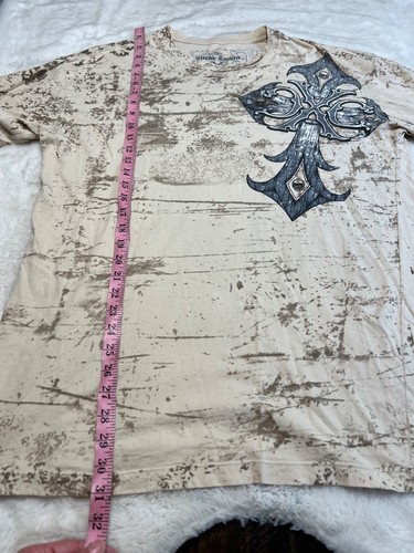 Xtreme Couture T-Shirt Uomo Grafica XL Beige e Nero Disegno Croce - Foto 4 di 5