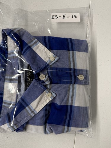 U.S. Polo Assn Men's 3XL Blue White Plaid Button Down Front Short Sleeve Shirt. - Picture 19 of 19