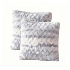 ZYFZCLBL Soft Faux Fur Cushion Cover, 16" x 16" Pack of 2 Grey Print