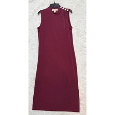 Michael Kors Dress Womens XS Midi Mock Neck Gold Button Accent Excellent