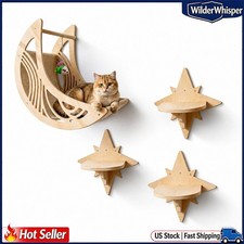 GARVEE Wall Mounted Cat Shelves Moon Hammock 3 Star Perches Sisal Scratcher