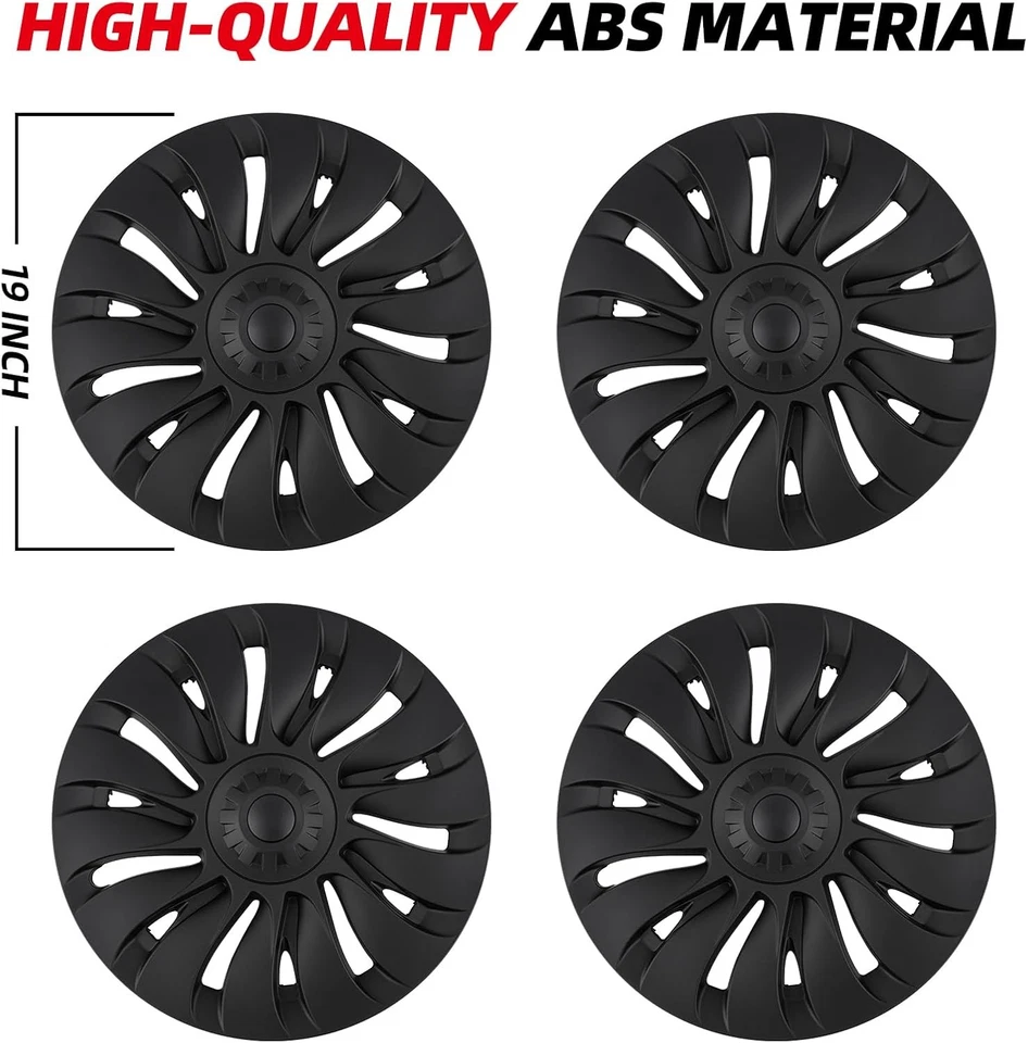4PCS 19" Wheel Cover Cyclone Symmetrical Hubcap For Tesla Model Y 2020-2023 US - Image 2 of 4