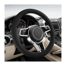 Car Steering Wheel Cover, 13 to 14.17 inches Anti-Slip Silicone Steering Black