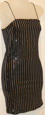 NWOT Forever 21 Sequin Mini Dress Black Silver Party Glam Stretch Lined Sz XS