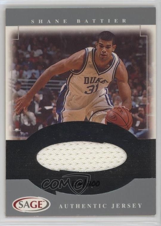 2001 Sage Authentic Jerseys Silver /200 Shane Battier #J2B Rookie RC 1o1p