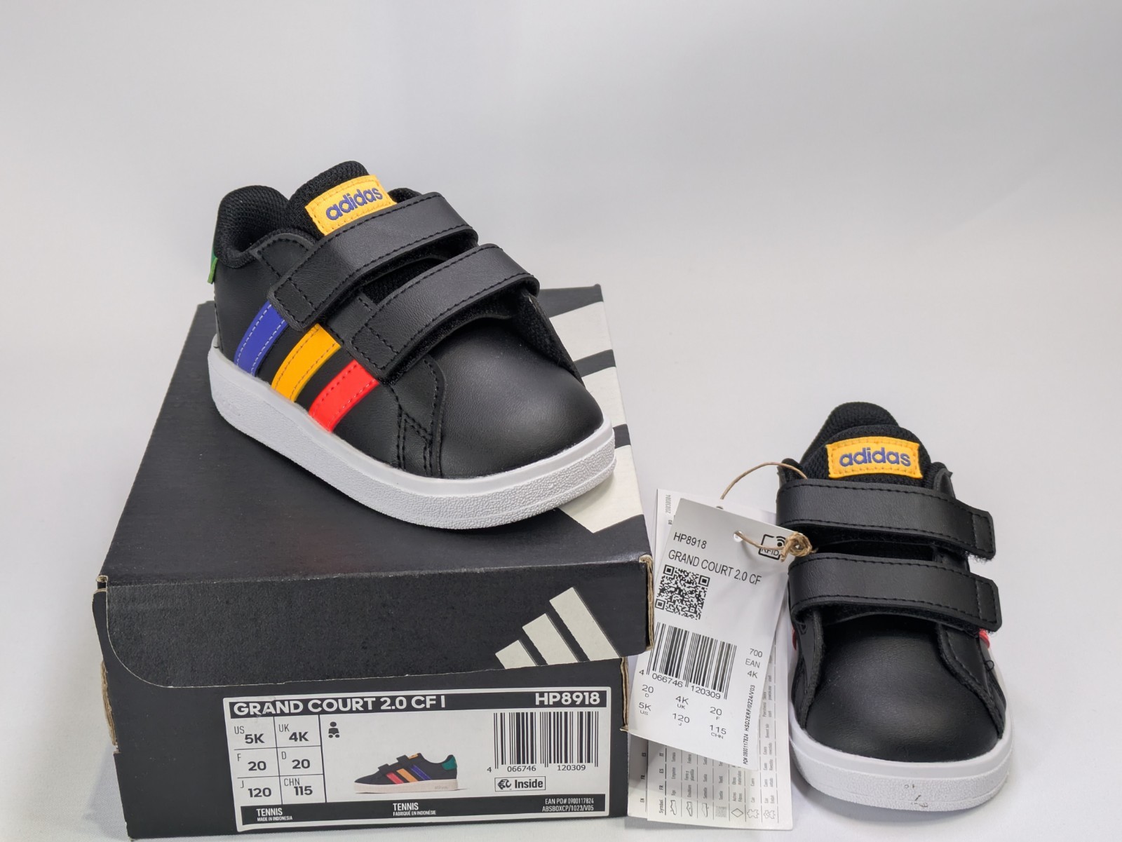 Adidas Grand Court 2 CF Infantil Uk4k Entrenadores Hp8918 Totalmente Nuevos En Caja US5 EU20