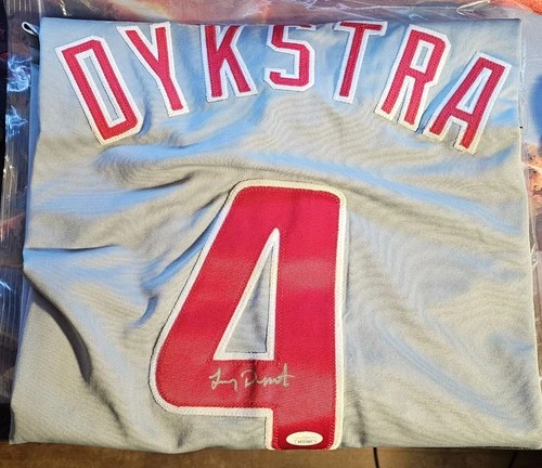 Lenny Dykstra Signed Philadelphia Grey Baseball Jersey (JSA)