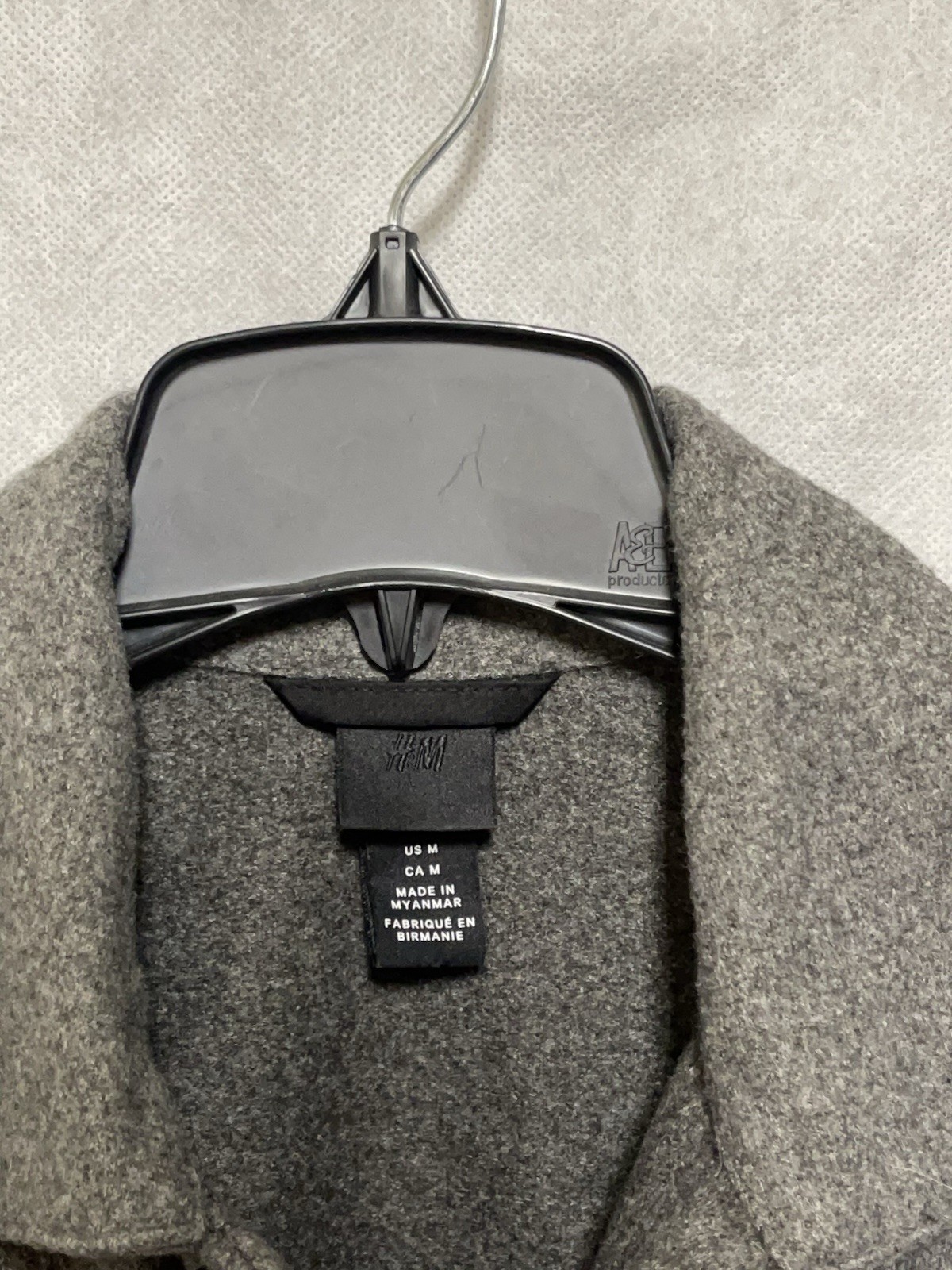 H&M Shacket M Gray Winter Tweed Shirt Snap Jacket Heavy Academia Casual Flannel