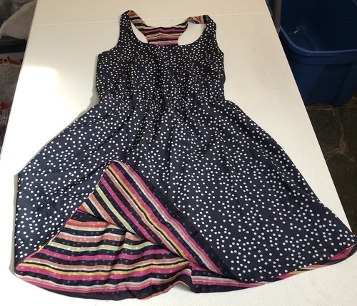 Womens Sleeveless Reversible Polka Dot / Striped Sun Dress - Size S