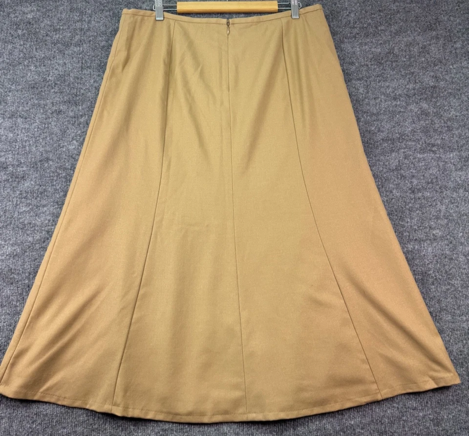 Falda de lana de franela italiana Talbots talla 14 camel forrada línea A Foto 2 de 4