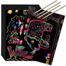 36 Sheets Scratch Art Rainbow Paper Colorful Magic Black With 4 Pens