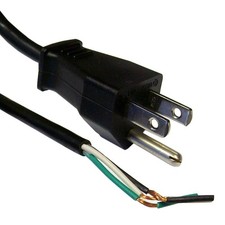 NEMA 5-15P to Standard ROJ Power Cord, Black, 18/3 18AWG 3 Conductor SVT,...