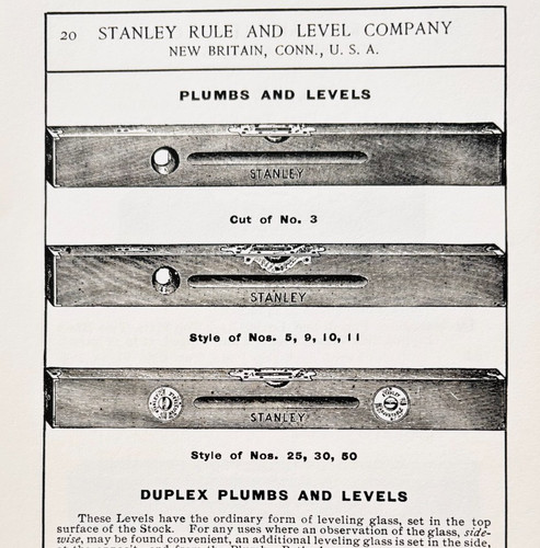 1900 Stanley Tools Plumbs And Levels Advertisement Victorian Wood Engraving F17E