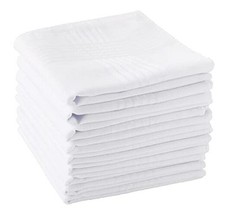 Men's Handkerchiefs 100 Soft Cotton White Hankie Hankerchieves 24PC