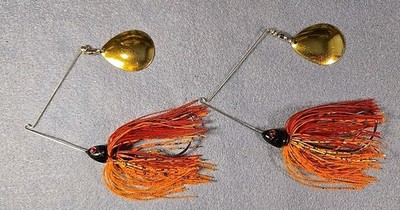 2 ~Mega Bite 3/8 oz Current River Tackle Spinnerbaits 4.5 SCG-RCC Red Cajun Craw