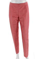 Oscar de la Renta Womens Silk Dress Pants Pink Hook & Eye Size 4