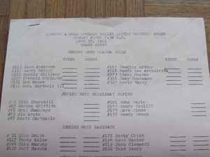 1971 BOULDER CO VALLEY LITTLE BRITCHES RODEO COMPETITOR LIST BOYS GIRLS