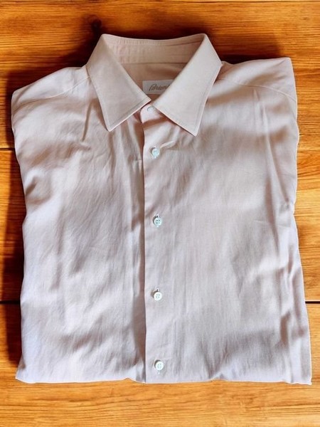 Men Brioni Shirt Orange Cotton 40