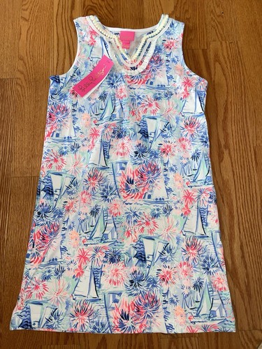 Girls Lilly Pulitzer Mini Harper Dress Sailboats Size XL 14-16 NWT Retail $68