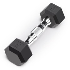 Classic Rubber Hex Dumbbell with Knurled Grip for Strength Training and Bodyb...