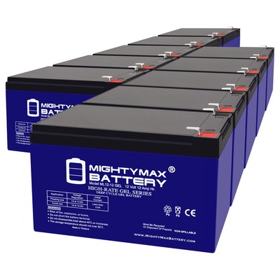 Mighty Max 12V 12AH GEL F2 Replaces Cooper R6000 Floor Rack Unit - 10 Pack