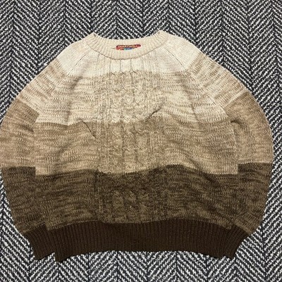 Vintage Chartwell Sweater Brown Ombre Stripe Crew Neck