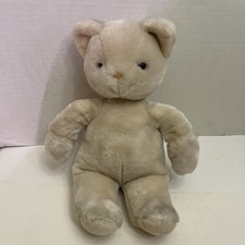 1980s Applause Kitty Cat Beige 13 Tall Brown Eyes Plush Stuffed Animal Vtg