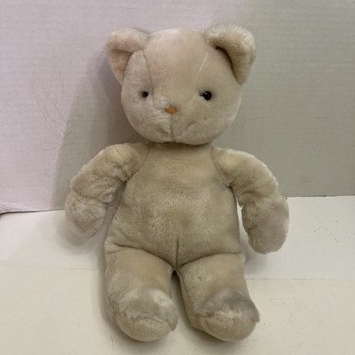 1980s Applause Kitty Cat  Beige 13  Tall Brown Eyes Plush Stuffed Animal Vtg
