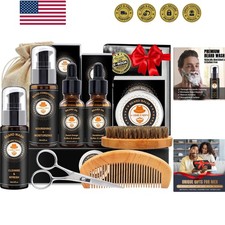 Beard Kit for Men Grooming Care w/Beard Conditioner, Wash, Oil, Balm, Brush...