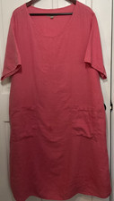 FLAX Linen Dress PEACH 100% LINEN SIZE LARGE NEW