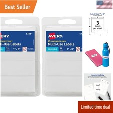 Avery Multi-Use Removable Labels, 1" x 3", White, Non-Printable, 72 Blank Labels